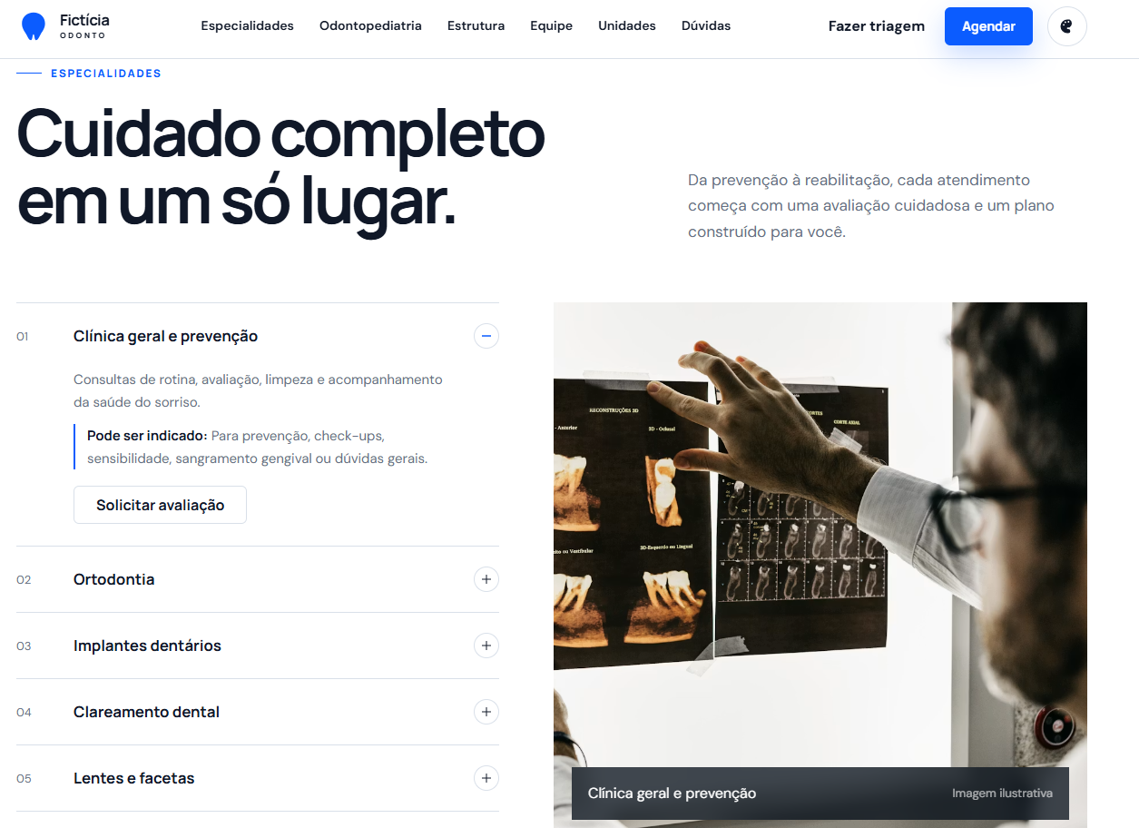 Fictícia Odonto — página inicial